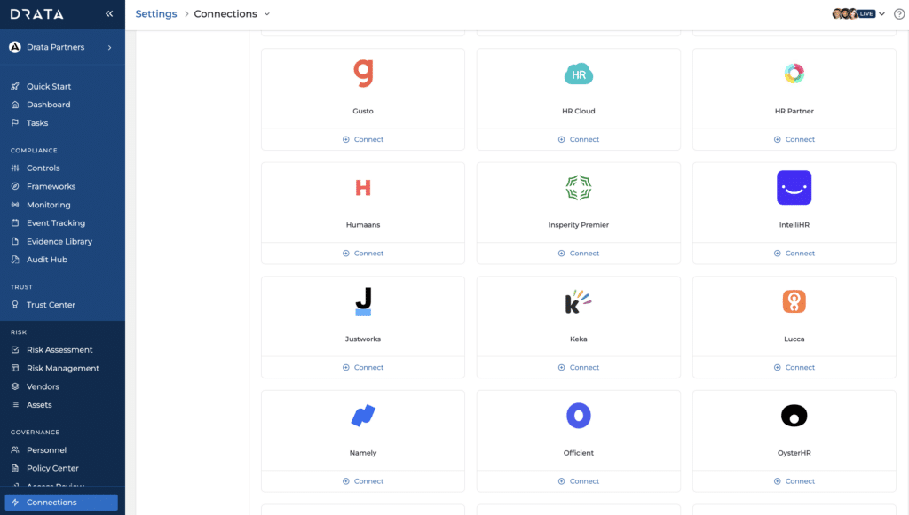 Drata connections and integrations